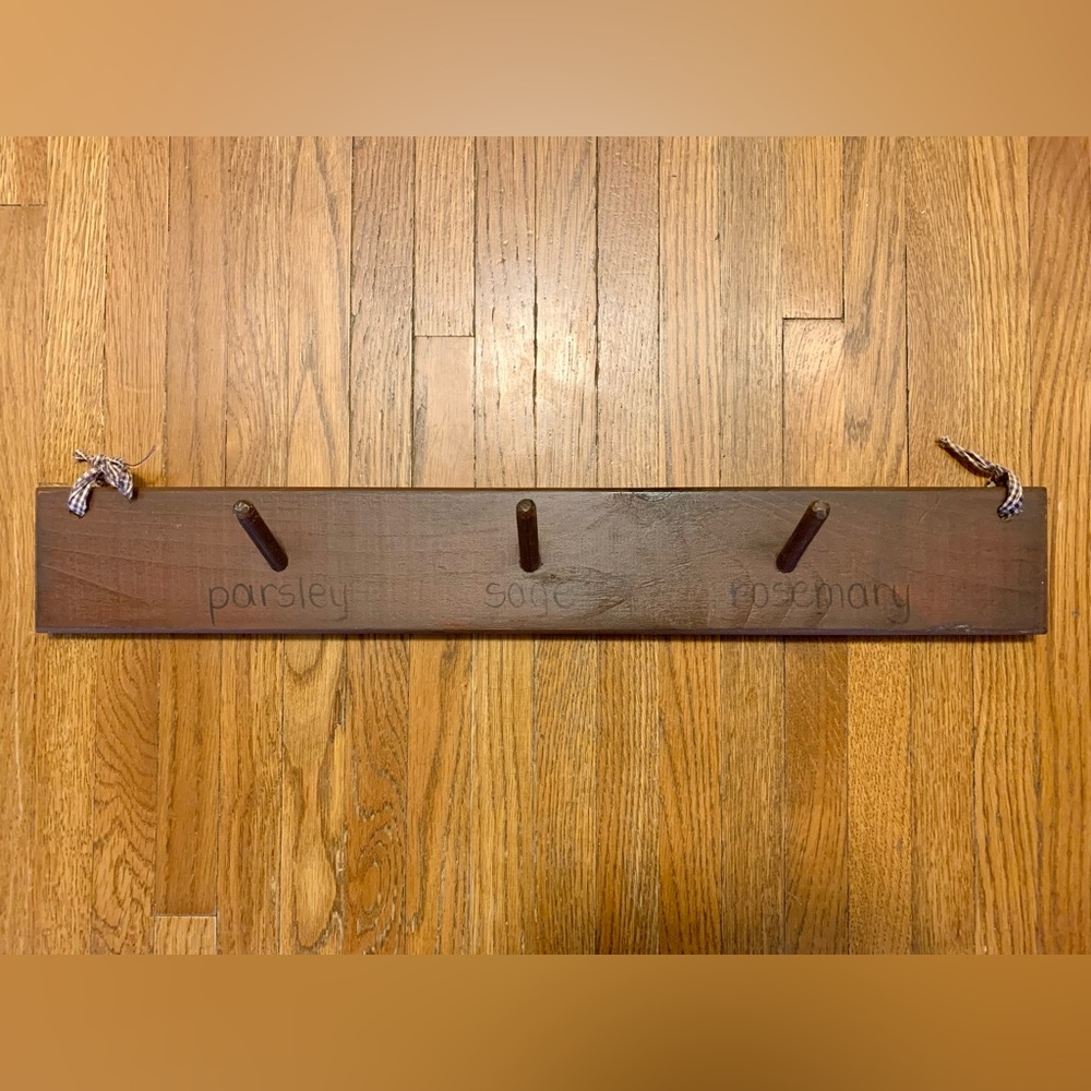 Vintage painted wood peg rack